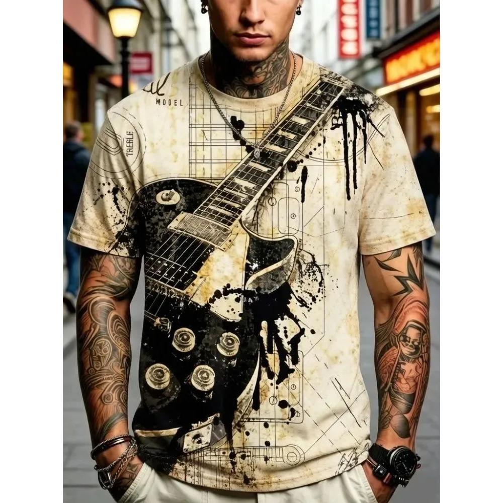 Summer Men's 3D Printed Crew Neck T-Shirt Fashion Versatile Breathable Trend Casual