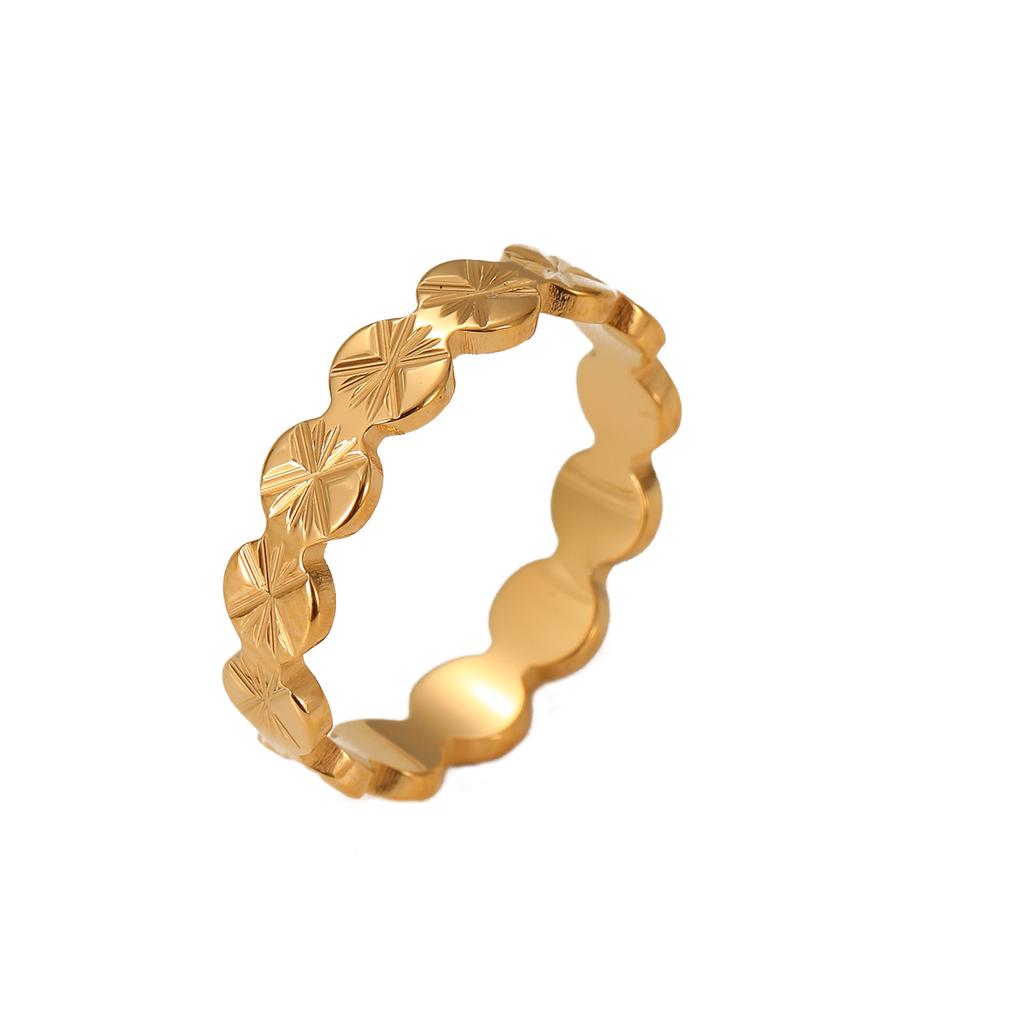 Vintage Gold Light Luxury Ring, Titanium Steel Non-fading Plain Ring, Female Niche Setting, Student Ring Ins Tide