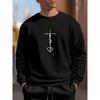 Men'S Print Casual Sweatshirt - Long Sleeve Round Neck, Outdoor Sports And Casual Wear, Athletic Style, Comfortable Lightweight Fit.