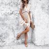 Women's clothing European and American spring and summer casual temperament deep V short-sleeved dress
