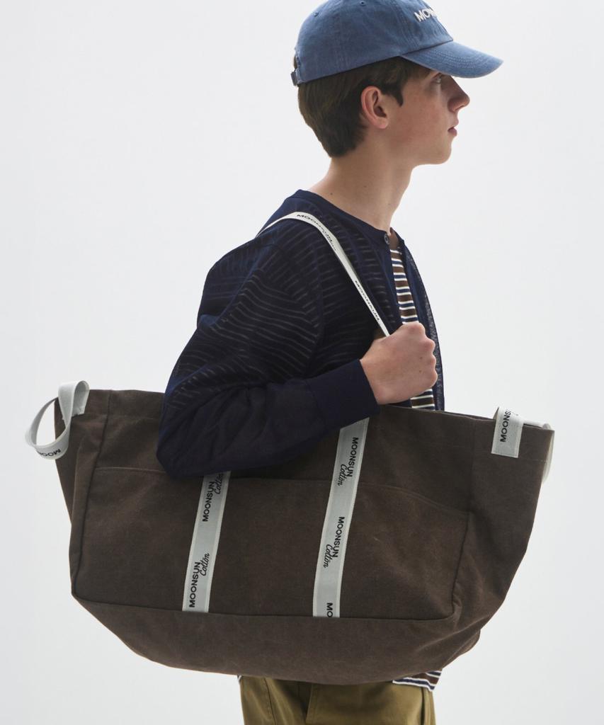 Moonsun M.C Logo Webbing 2-Way Shopper Bag / Brown
