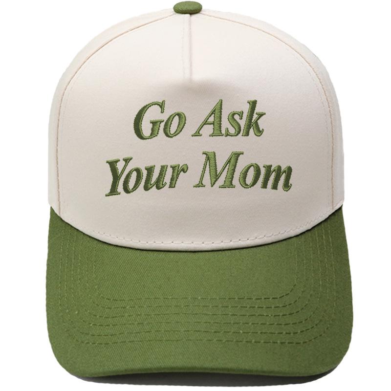 Go Ask Your Mom Embroidery Truck Driver Baseball Cap Color Matching Fun Men's and Women's Casual Sun Hats