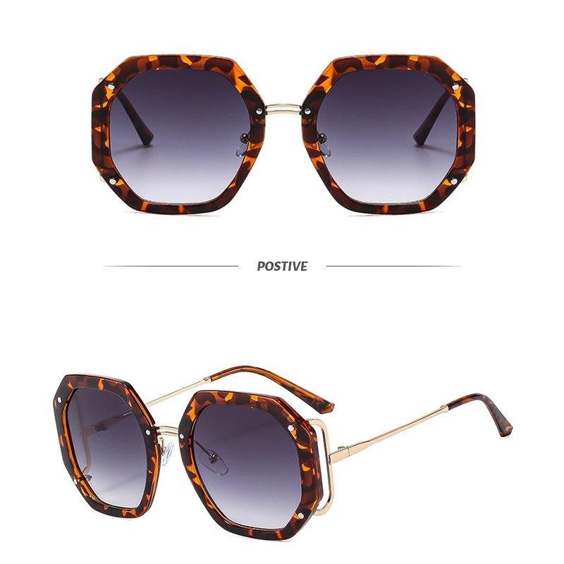 New Personalized Rice Nail Polygonal Large Frame Sunglasses Ins Fashion Women's Trend Hollow Metal Sunglasses