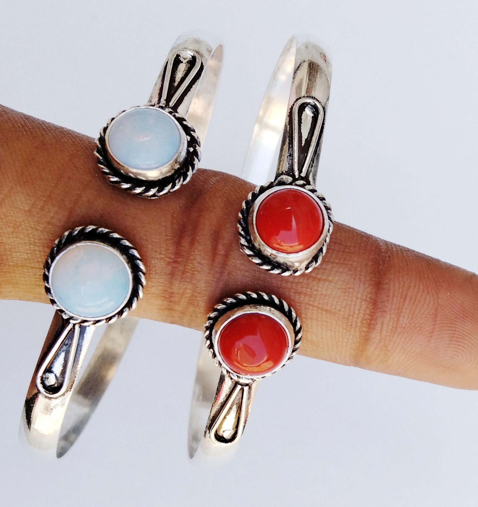 

Красный коралл и смешанный драгоценный камень 925 пробы с серебряным покрытием 5 шт. Браслеты-манжеты Лот ZCB-B50