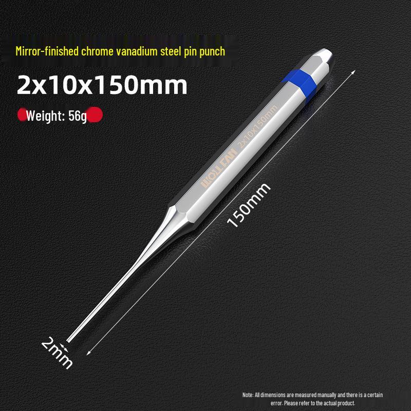Chrome-Vanadium Steel Cylindrical Punch Set: Locating, Chisel Pin, Hole, Top, Puncher, Center & Pin Punches