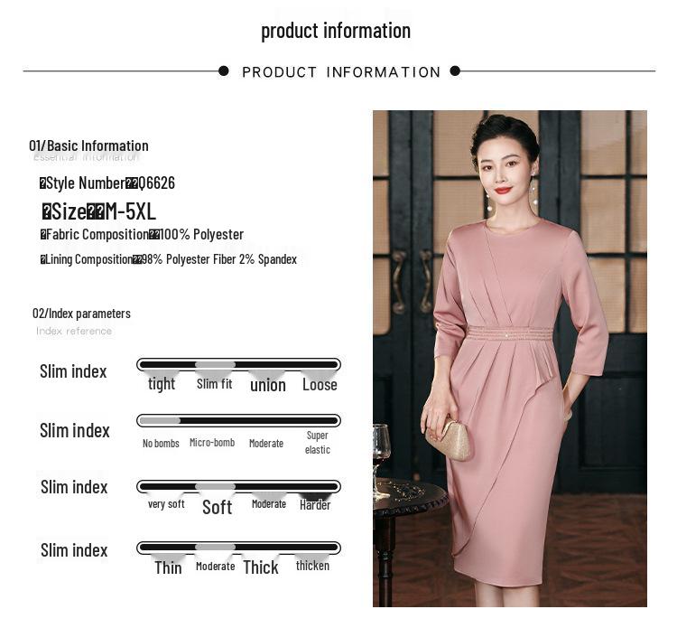 2024 Autumn Elegant Mid-Length Slimming Dress for Mother of the Bride