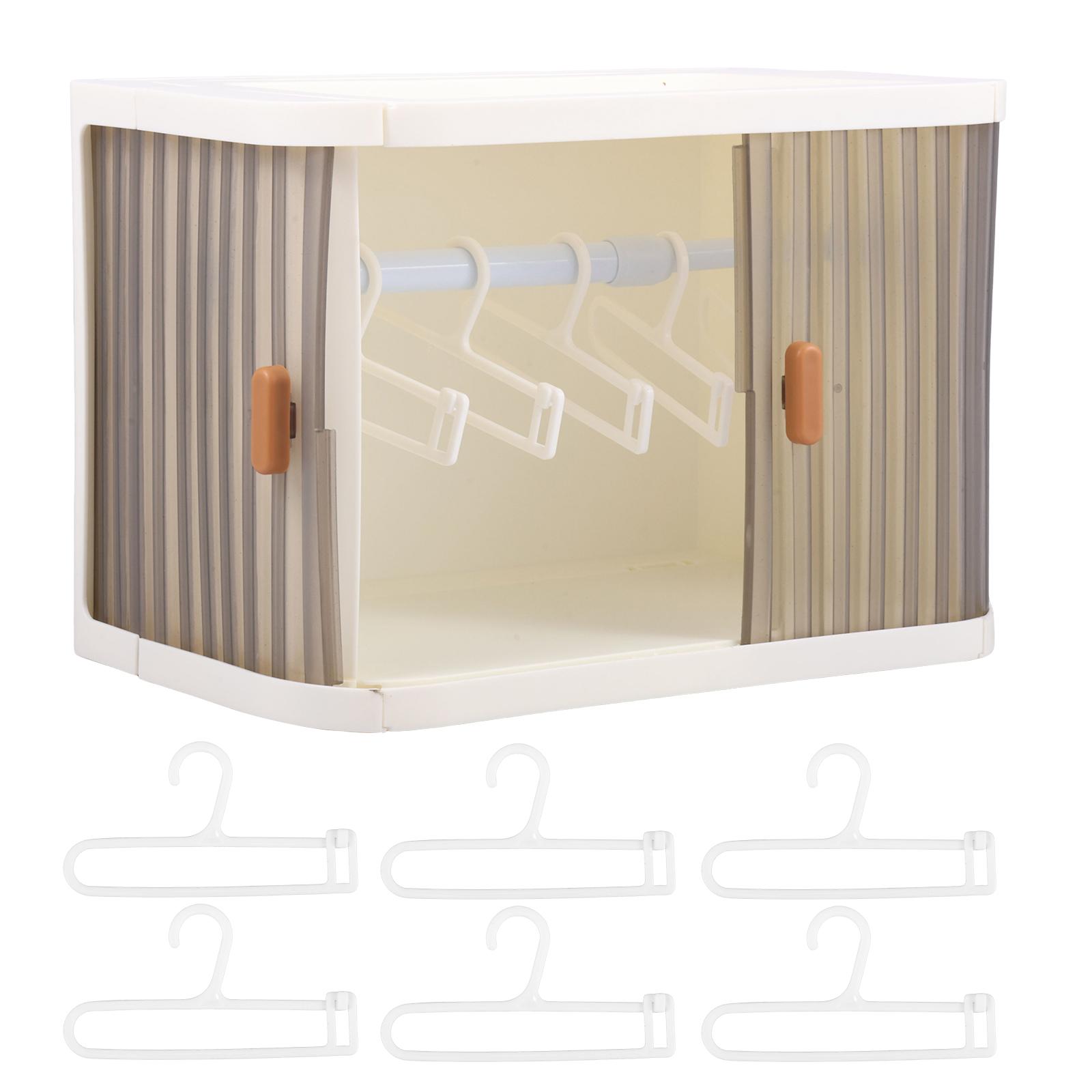 

Foldable Doll Wardrobe Storage Box Doll Clothes Organizer Closet with 10 Hangers Dolls Closet Display Boxes for 15/17 cm Clothes білий