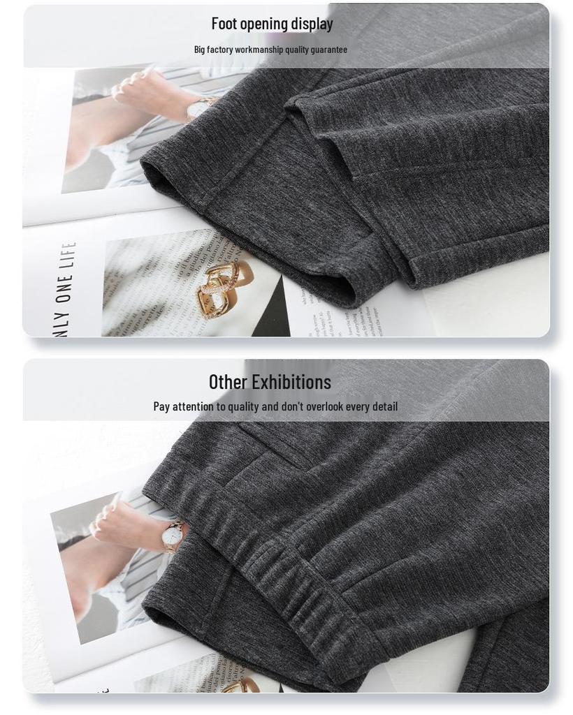 Women's Gray Woolen High-Waist Scimitar Pants - 2024 Autumn/Winter Collection