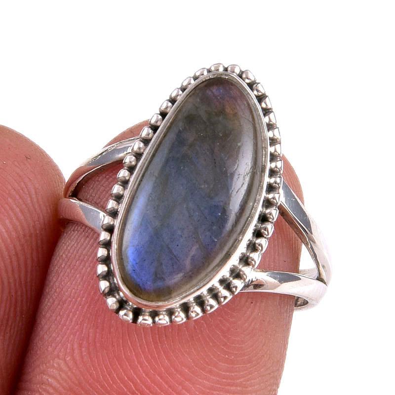 

Natural Labradorite Gemstone 925 Solid Sterling Silver Jewelry Ring S.6.5 O8q06