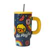 Little Yellow Duck Ceramic Straw Water Cup Household Dormitory Large Capacity Ice Tycoon Creative Souvenir Mug with Lid