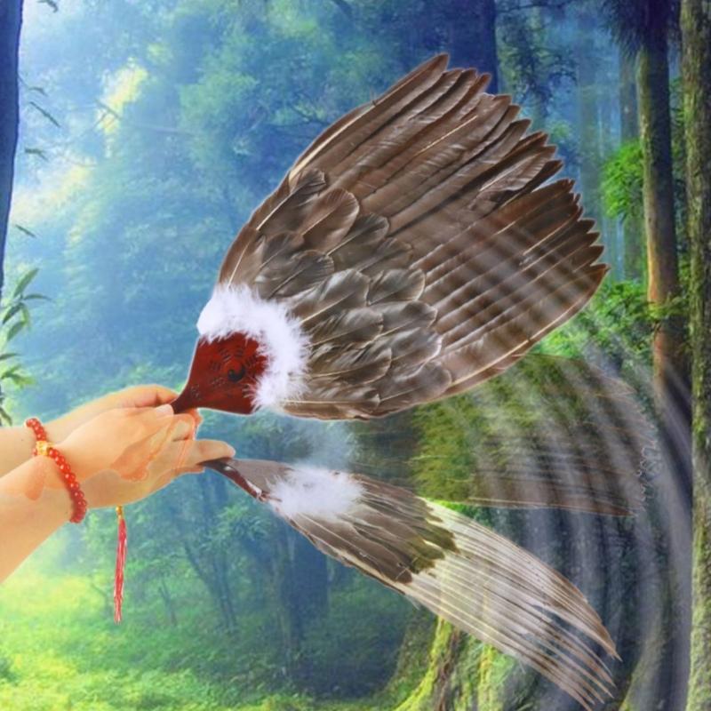 Vintage Chinese Fan Gooses Feather Wedding Party Fan Dance Feather Hand Fan Photograph Props Wood Craft Decorations Fan