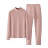 Women's Silk Wool Velvet Thermal Underwear Set - Half-High Collar Top & Pants for Autumn/Winter