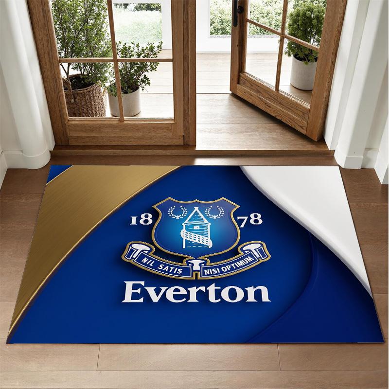 Everton Football Design Crystal Velvet Rug Soft Decorative Mat for Bedroom Entrance