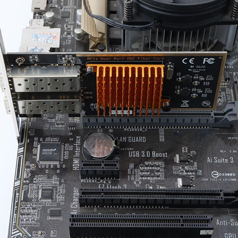 Port PCIe thernet Server pter 2 SFP PCI-E cal Fiber k Card with Aluminum Heatsink