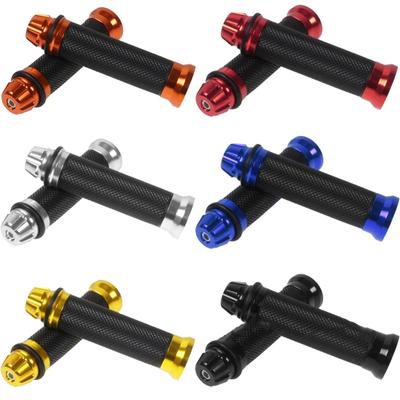 2pcs 7/8" 22mm Universal Motorcycle Handle Grips CNC Aluminum+Rubber Red Blue Gold Handlebar Grip for Scooter E-bike Motorbike