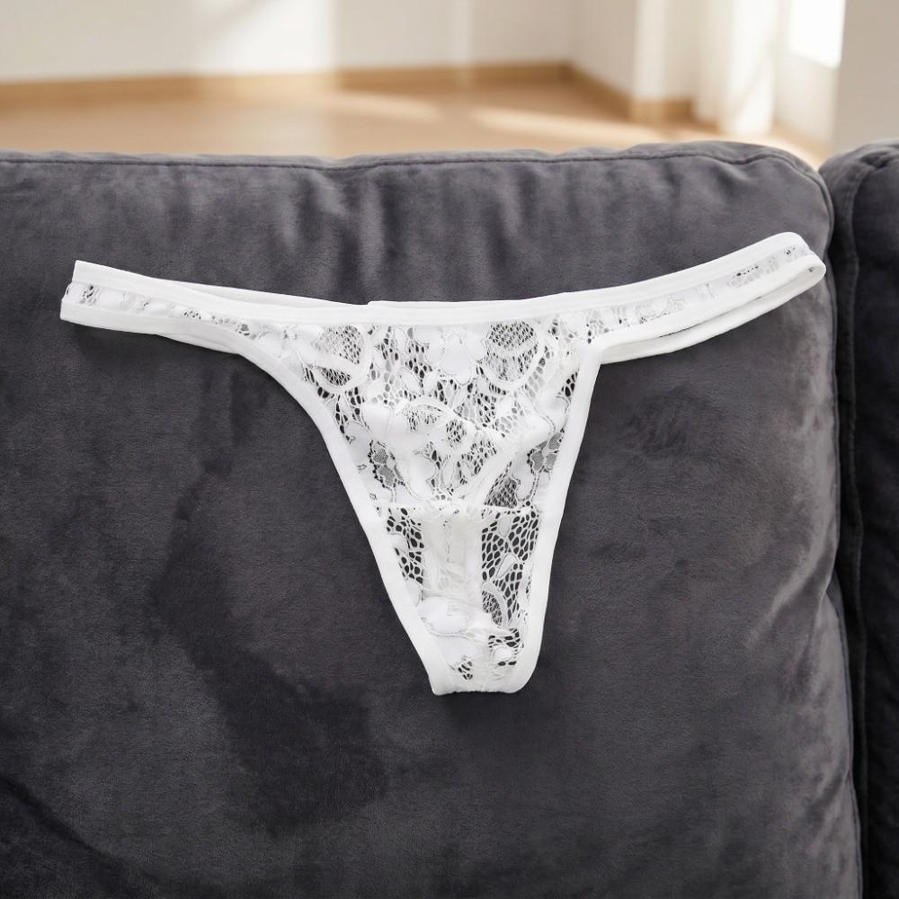 Thin Mesh Men Lace Hollow Thongs Underpants Male Briefs Comfortable Men's Sheer Lace Panties  Male