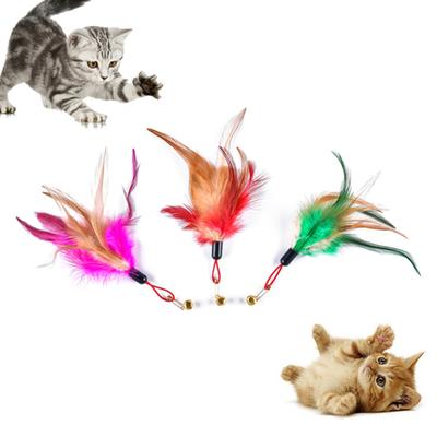 Haustier Katze Feder Glocke Spielstab Teaser Ersatzkopf Kratzer Interaktives Spielzeug