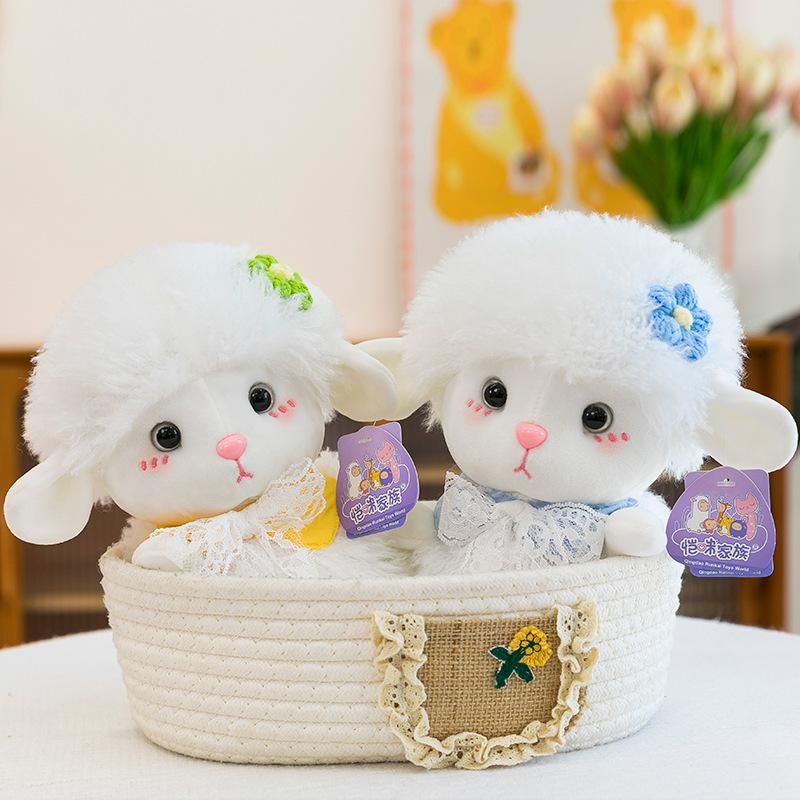 Niedliches kleines Lamm Plüschtier Puppe Gute Nacht Schaf Tröstende Stoffpuppe Puppe Schlafkissen Mädchen Geburtstagsgeschenk