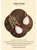 Retro National Trend Cloisonné Enamel Earrings with Southern Red Agate and White Jade for Hanfu Costumes