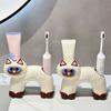 Toothbrush Holder, Cat Shape with Drain Port, Mold-Resistant Double-Hole Ceramic Organizer for Bathroom Accessory