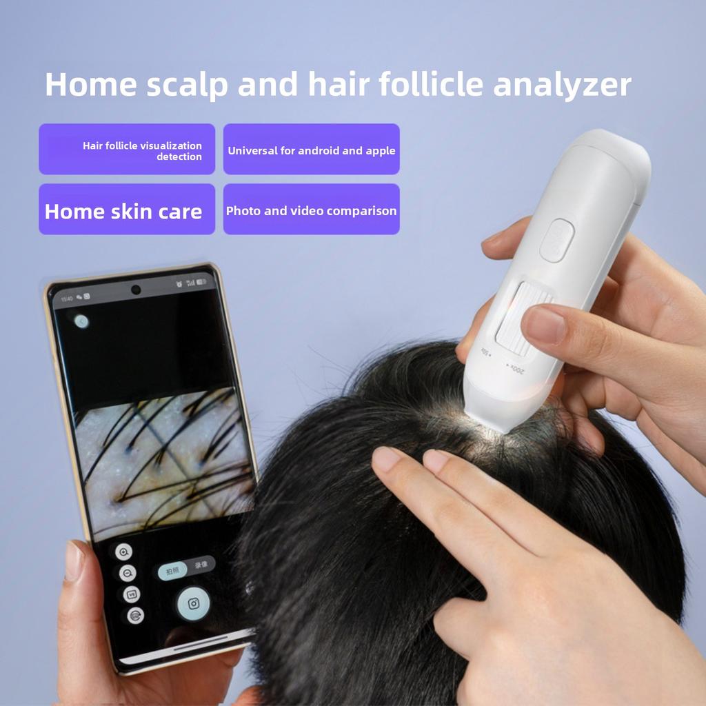 Digitaler Kopfhaut-Analysator 50X-200X Haar-Mikroskop Trichoskop Kopfhaut-Untersuchungswerkzeug USB WiFi Android iOS Foto-Video-Kamera