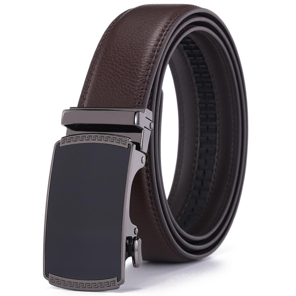 Men's Genuine Leather Automatic Buckle Belt - Cowhide Casual Waist Belt for Pants