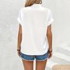 Camicia da Donna Collo Alto Manica Corta Abbottonatura a Bottoni Camicia Casual Monocolore Camicia da Lavoro Estiva Abbigliamento Quotidiano da Viaggio