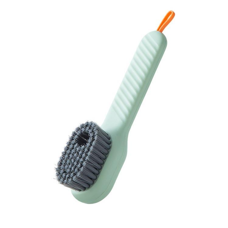 Long-Handled Multifunctional Soft Bristle Shoe Brush – Color-Blocking Laundry Brush, Gentle On Shoes, with Liquid-Adding Feature.