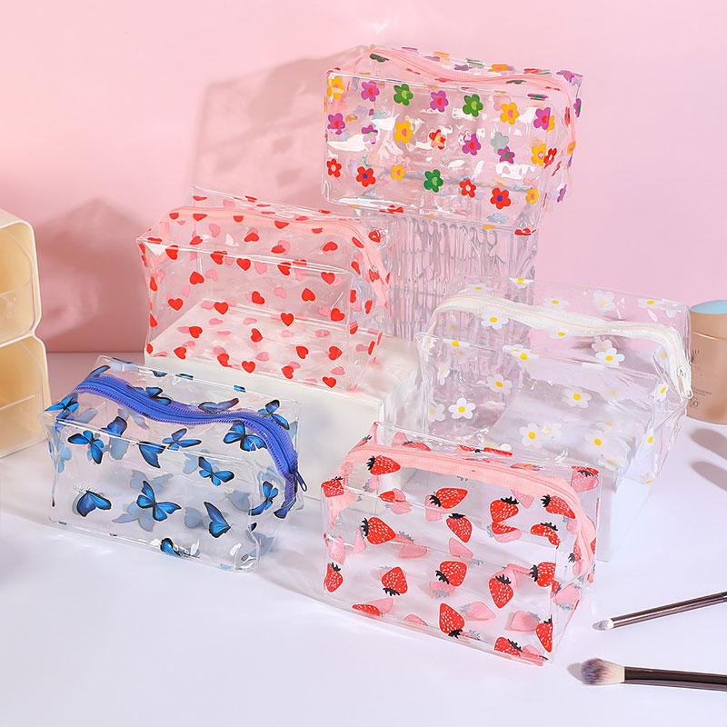 1pc Transparent Portable Makeup Bags For Women Makeup Case Waterproof Storage Bags Cartoon