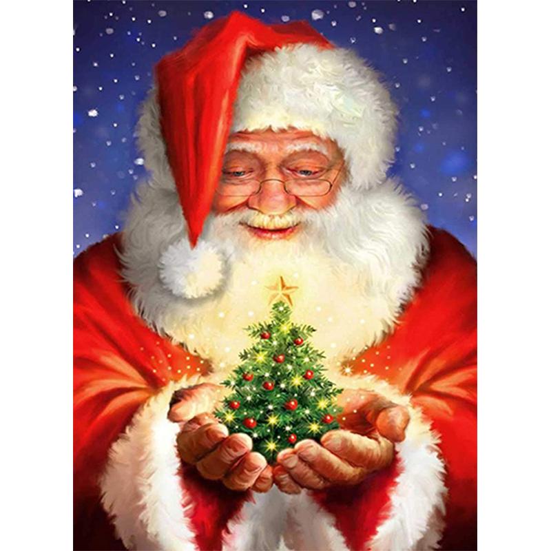 Fai da te Cartone Animato Pupazzo di Neve Pittura Diamante 5D Trapano Rotondo Completo Babbo Natale Ricamo Diamante Regalo di Natale Kit di Ricamo Regalo