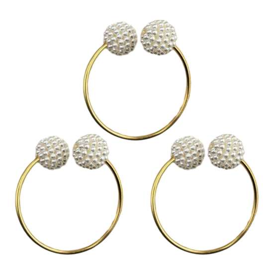 Modern Napkin Rings for Fabric Napkins 3Pcs Faux Pearl Rings, Reusable Metal Holders, Elegant Banquets Weddings Dinner Parties Table Decor Accessories