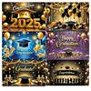 2026 Happy Graduation Backdrop Glitter Balloon Bachelor Cap Grad Class of Graduates Party Photography Background Decor Supplies