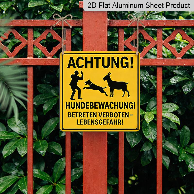2D Flat, 1pc Vintage Farm Safety Metal Sign - German Text & Countryside Warning Style Aluminum Plaque, Wall-Mountable Farmhouse Warning Sign for
