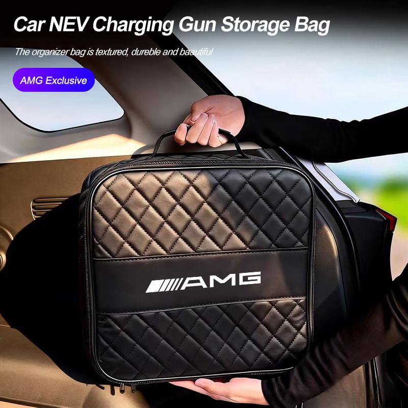Car NEV Charging Gun Storage Bag EV Organizer Box For Mercedes Benz AMG W203 W205 W206 W211 W220 W212 W201 W210 W108 W168 W214