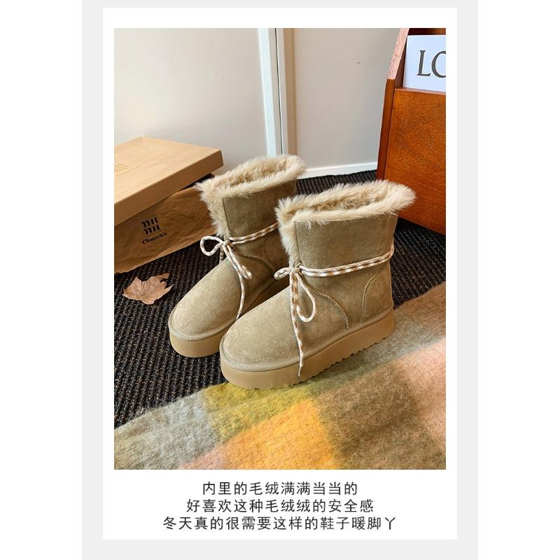 Women s Thick Bottom Lace-up Flip-flop Two Wear Winter Lightweight Warm Padded Snow Boots Non-slip Wear Casual Sneakers Plush Cotton Boots 35