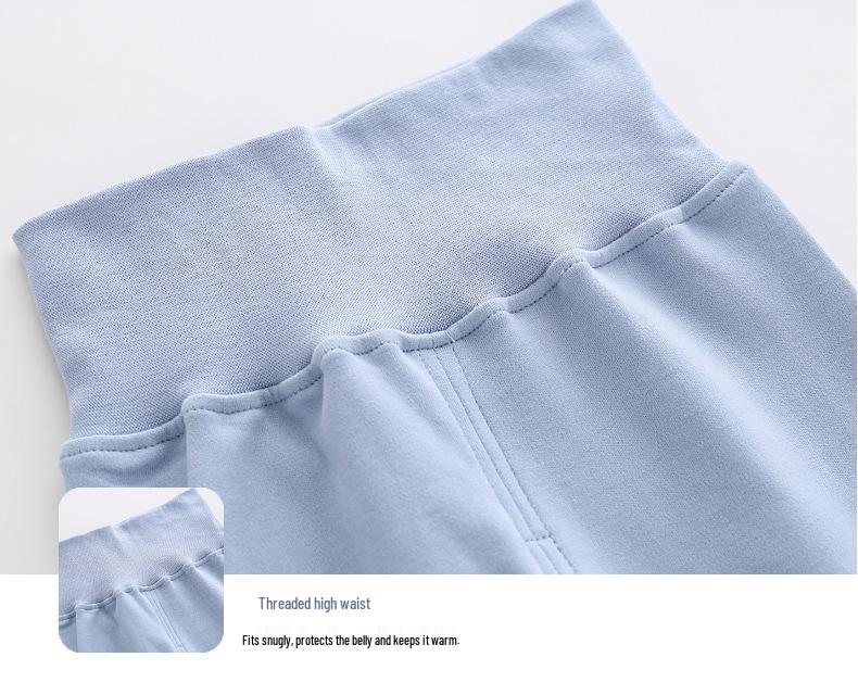 Children's Cotton Autumn-Winter Base Layer Set: Baby Printed Two-Piece with Shoulder Snaps and High-Waist Pants