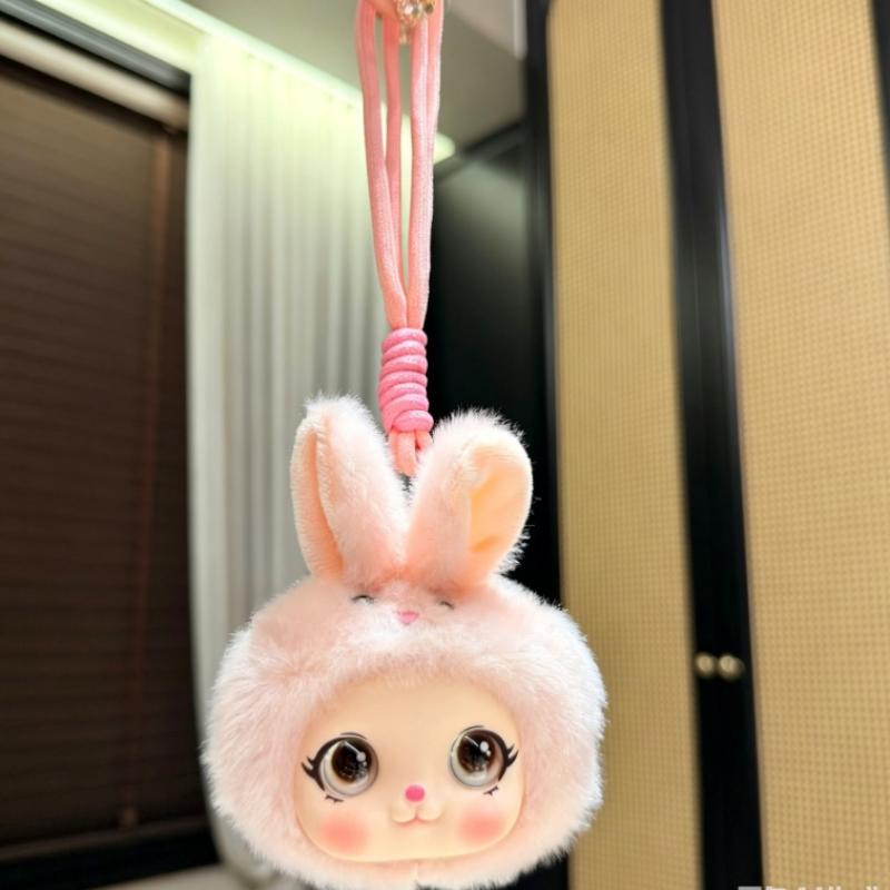 Unique Rabbit Head Plush Doll Pendant for Backpacks Soft and Cuddly Decoration Perfect for Gifts