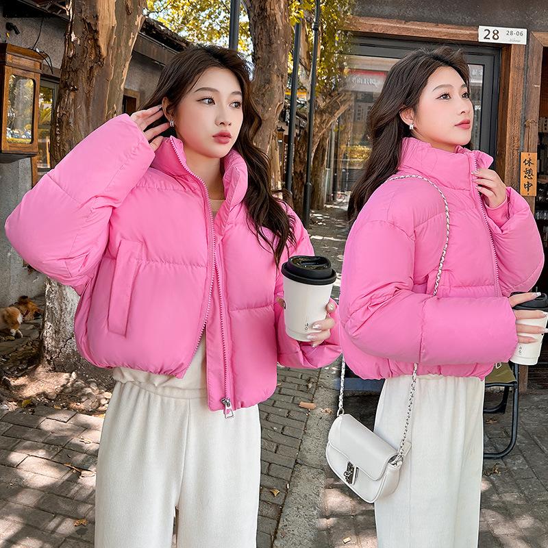 Baumwolljacke Damen Kurzstil Stehkragen Verdickte Daunen-Baumwolljacke Damen Koreanische Version Brotjacke Studenten Baumwolljacke Jacke