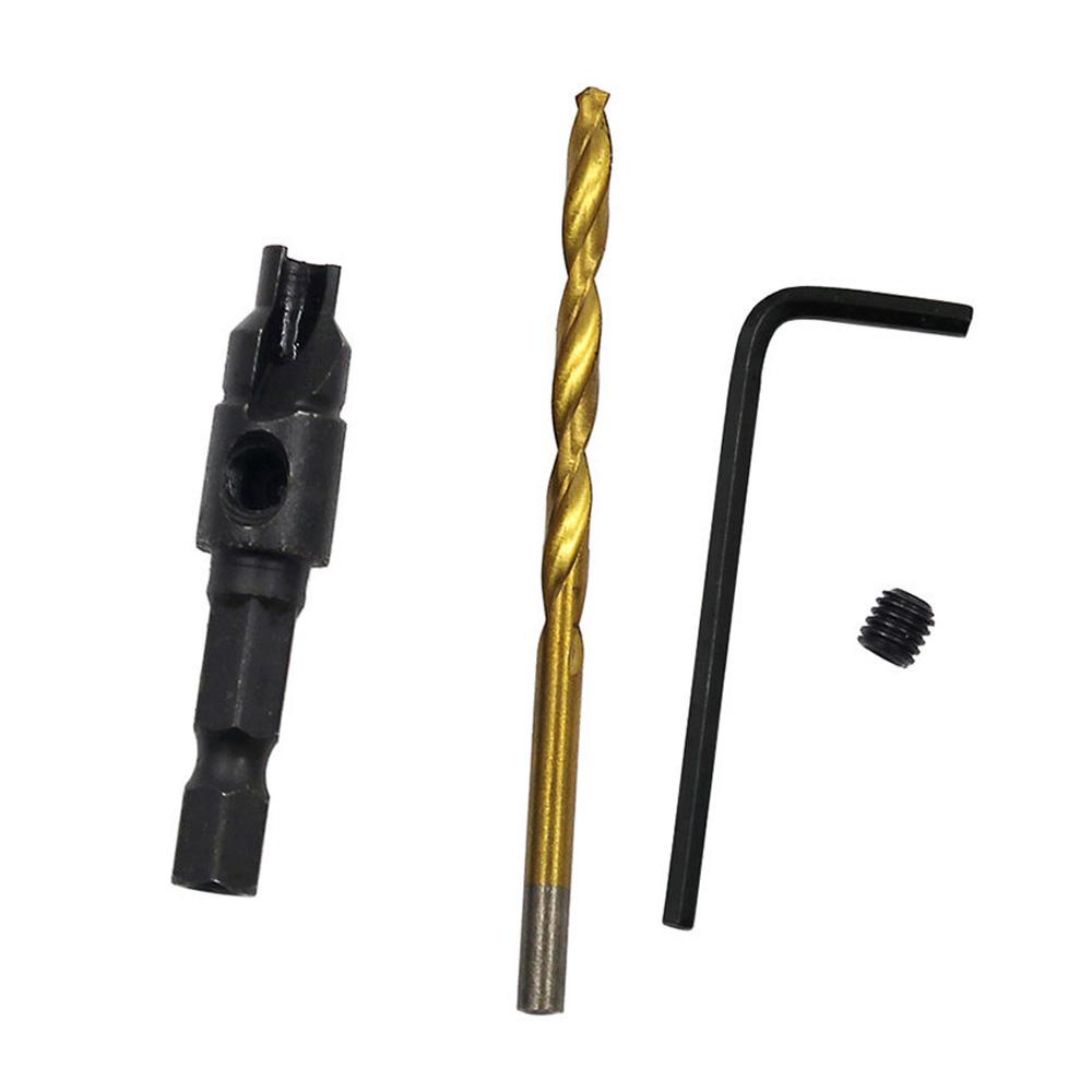5PCS Countersink Drill Bit Set High Speed Steel with 1 Free Hex Key Wrench for Woodworking and Carpe