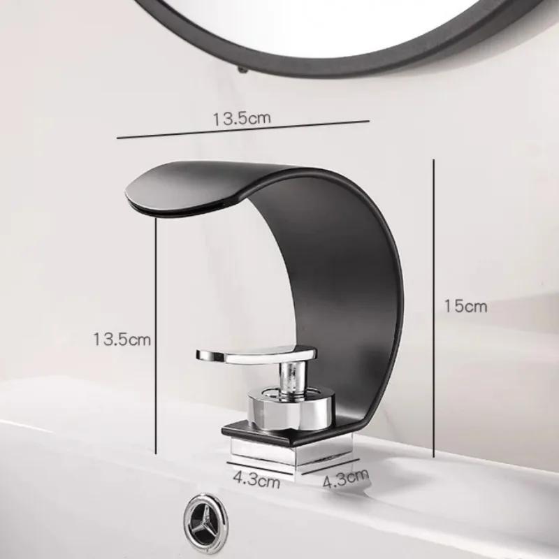 Gold Waterfall Basin Faucet Brass Bathroom Mixer Tap Hot Cold Deck Mounted Vessel Sink Faucet