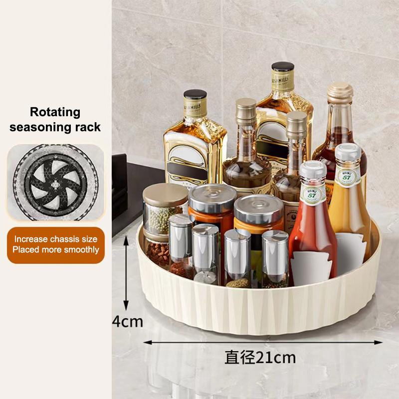 1Pc 360° Rotating Desktop Storage Spice Rack Large Capacity Condiments Organizer for Kitchen Bathroom Cosmetic Perfume Box