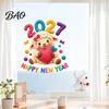 Holiday Storefront Glass Adhesives Chinese New Year Window Stickers, 2027 Goat Static Clings, Cute Removable PVC Stickers Crochet Knit Sheep