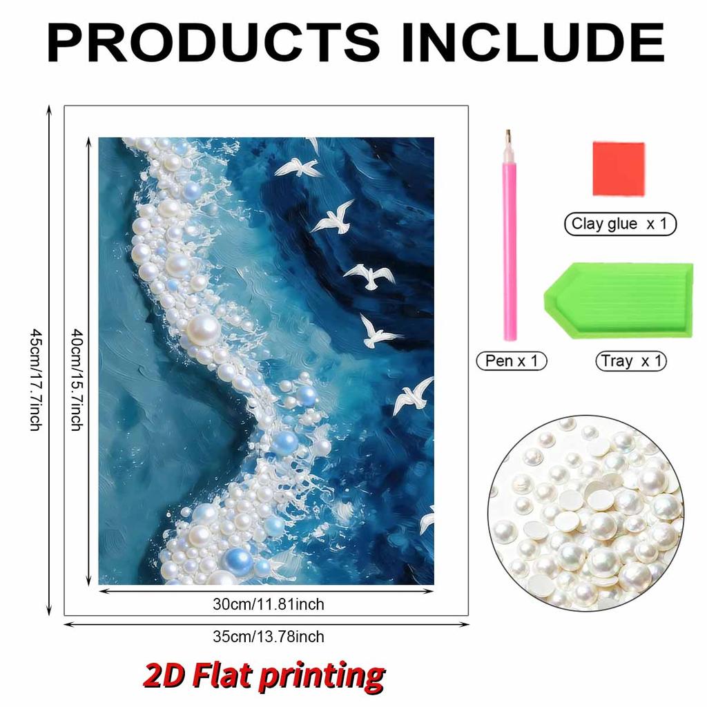 DIY Pearl Painting Set Seagull Pattern Home Decoration Handmade Sticky Diamond Creative Canvas Pearl Art Painting Crafts Perfect Gift