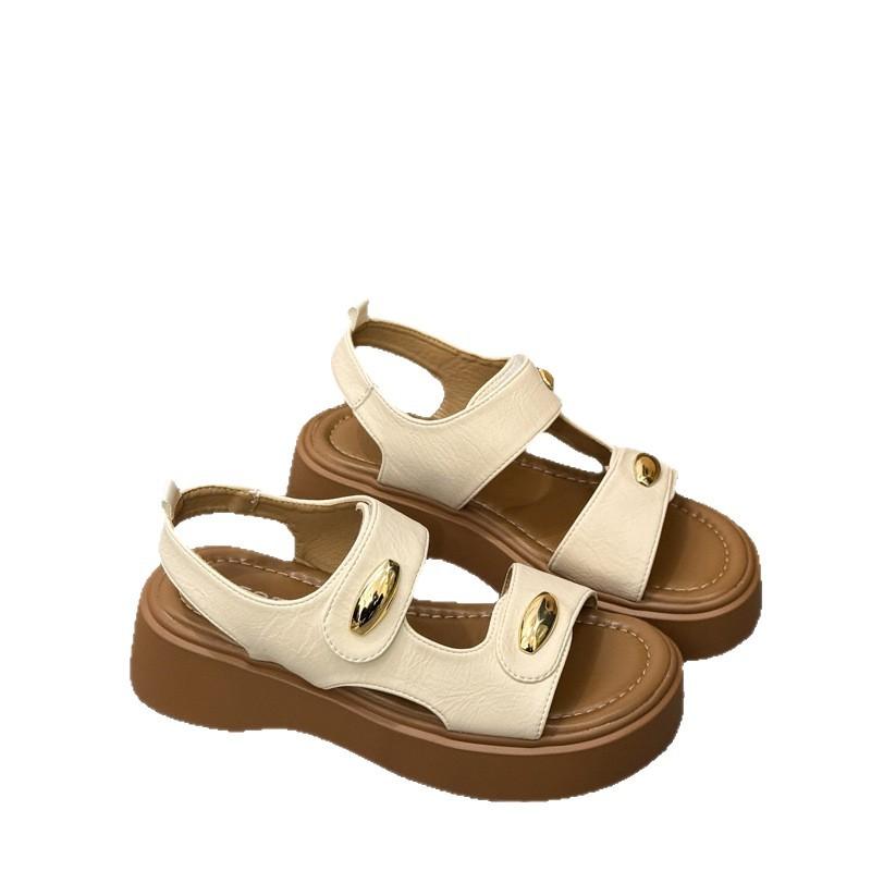 Velcro Platform Roman Sandals Women's Summer 2025 New Casual Sports Sandals with Skirts Seaside Beach Shoes