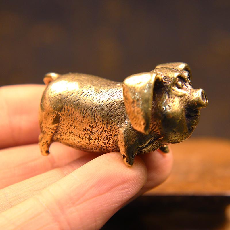 Brass Creative Small Bronze Pig Figurines Chinese Zodiac Pig Ornaments Metal Pendants Ornaments Desktop Decoration Home Decor