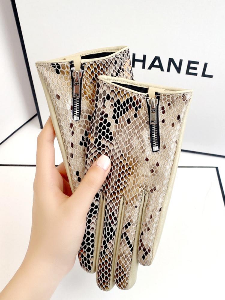 

Genuine Leather Gloves Women Fashion Color Coated Touch Screen Riding Driving guantes mujer Stage Sheepskin Gloves L бежевий