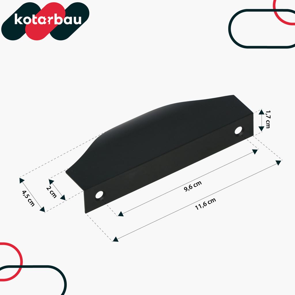 Kotarbau® Modern Edge Furniture Handle Aluminum Matte Black 96 / 116 Mm Set Of 10