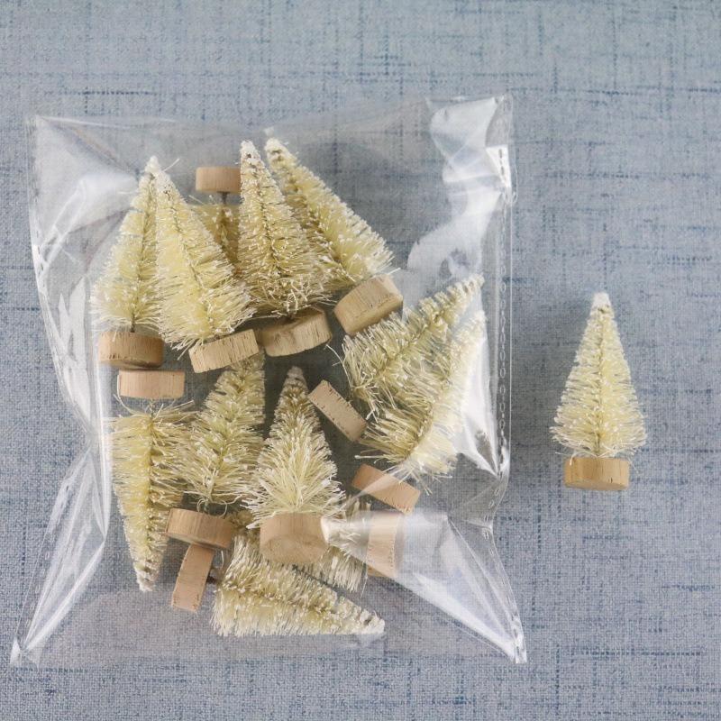 

DIY Artificial Mini Wooden Christmas Trees Sisal Silk Cedar Tower Pine Small Christmas Trees Tabletop Ornament Árvore De Natal 12pcs