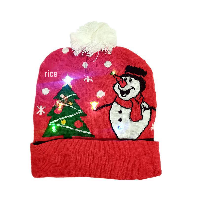Christmas LED Light Knitted Pom-Pom Hat for Adults - Warm Fashion for Autumn/Winter