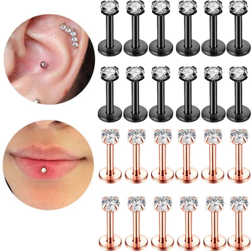 12Pcs Internally Threaded Labret Piercing Set 12 Pcs Set Lip Labret Monroe Piercing